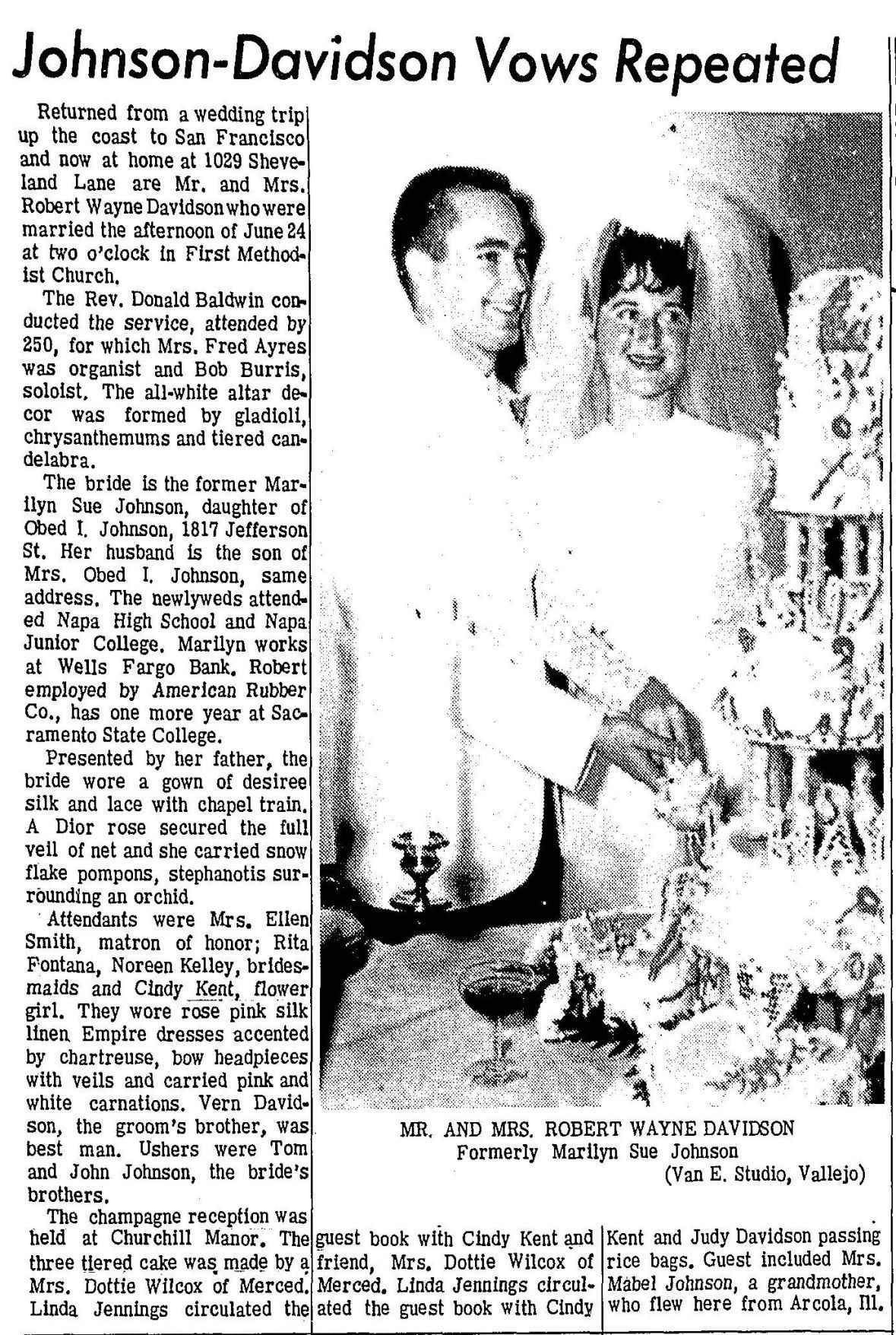 Napa newlyweds from 1967
